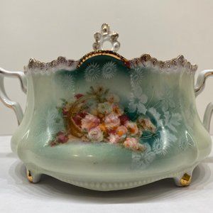 RS Prussia Biscuit / Cracker Jar Basket of Flowers